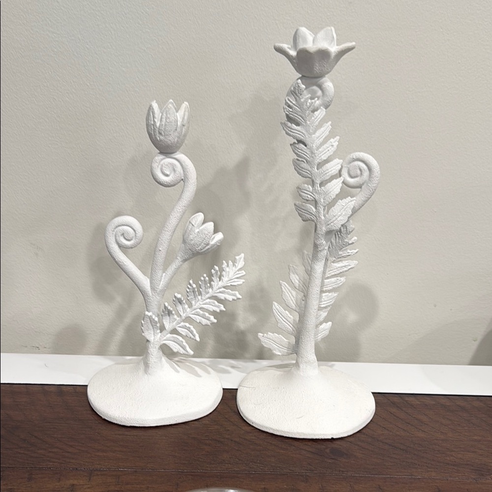 Anthropologie Fiddlehead Fern Taper Candle Holders